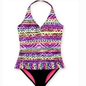 Wonder Nation Girls Sz 6 - 6X Halter One Piece Swimsuit